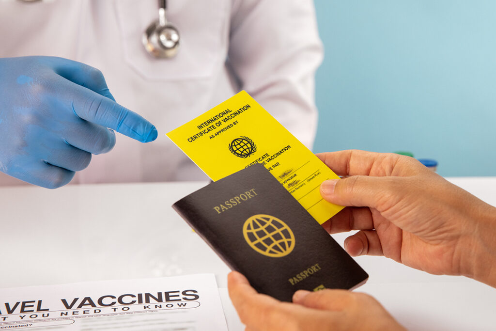 travel vaccine certificate in Canada